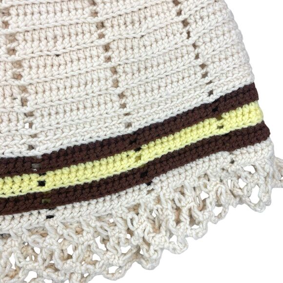 Vintage 1970s Boho Hand Knit Crochet Shawl Cape Hippie Grandma Core - Picture 11 of 16